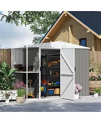 Outsunny 8 x 4ft Metal Shed, Outdoor Shed with Lock, Warm