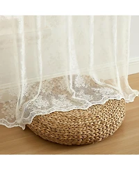 Hlc.me Jolene Floral Soft Decorative Lace Semi Sheer Light Filtering Rod Pocket Window Treatment Curtain Panels