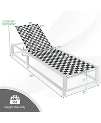 2PCS Patio Lounge Chair Chaise Adjustable Reclining Chair Garden Wheel
