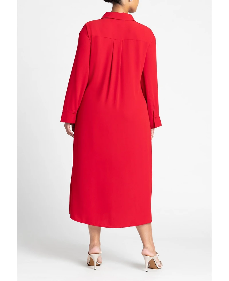 Eloquii Women's Tie Front Oversized Shirt Dress