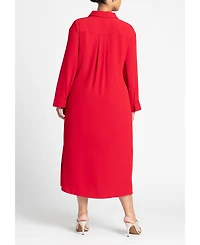 Eloquii Women's Tie Front Oversized Shirt Dress