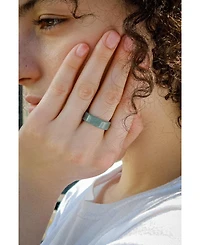 Gale — Cyan square jade ring