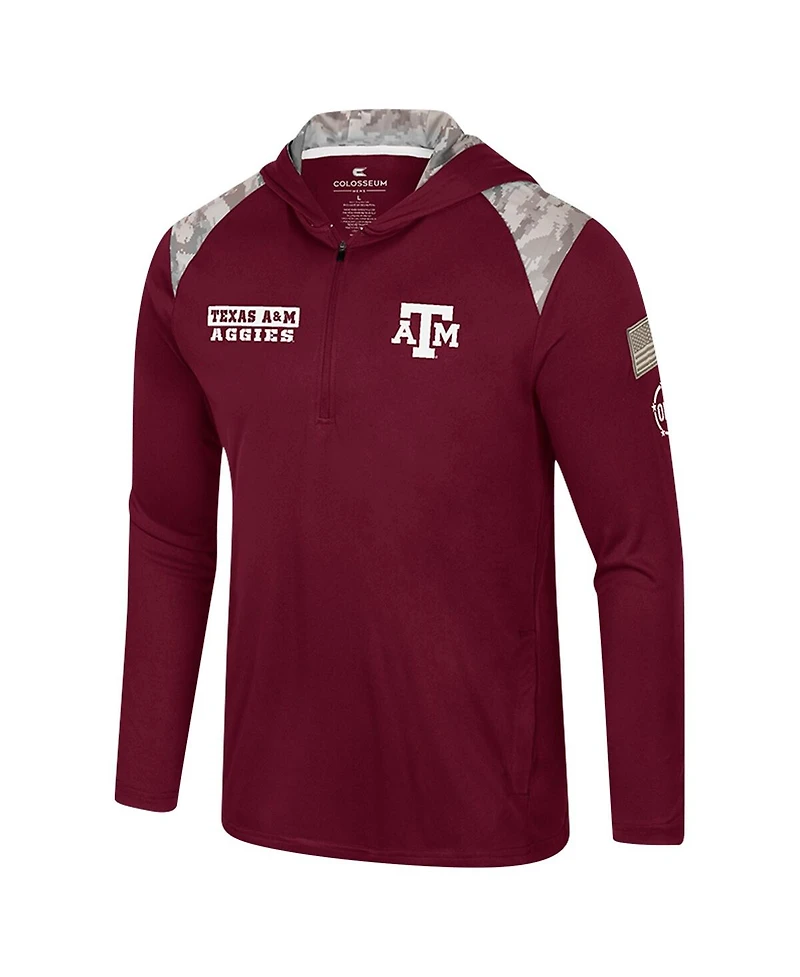 Colosseum Men's Maroon Texas A M Aggies Oht Military Appreciation Quarter-Zip Hoodie Jacket