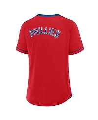 Fanatics Women's Red Philadelphia Phillies League Diva Star Raglan V-Neck T-Shirt