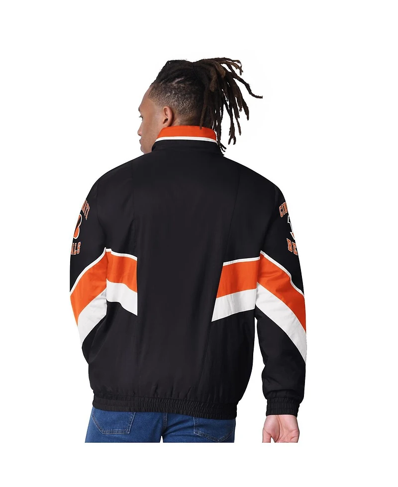 Starter Men's Black Cincinnati Bengals Captain Satin Varsity Jacket
