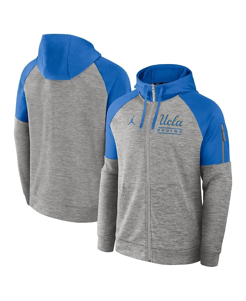 Jordan Men's Heather Gray Ucla Bruins Fitness Raglan Performance Full-Zip Hoodie