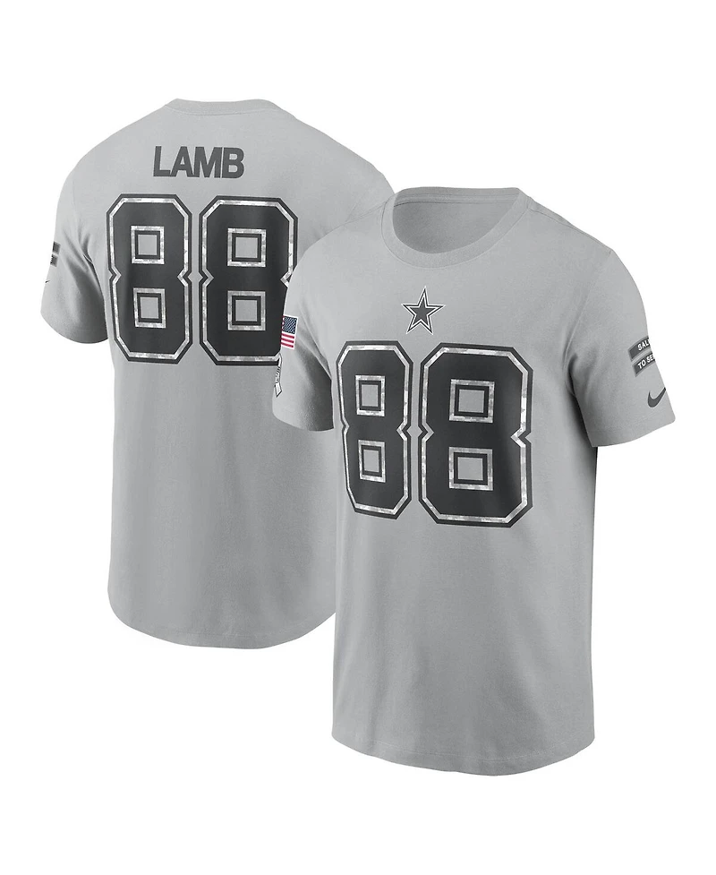 Nike Men's CeeDee Lamb Gray Dallas Cowboys 2024 Salute To Service Name Number T-Shirt