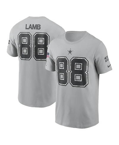 Nike Men's CeeDee Lamb Gray Dallas Cowboys 2024 Salute To Service Name Number T-Shirt