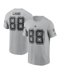 Nike Men's CeeDee Lamb Gray Dallas Cowboys 2024 Salute To Service Name Number T-Shirt