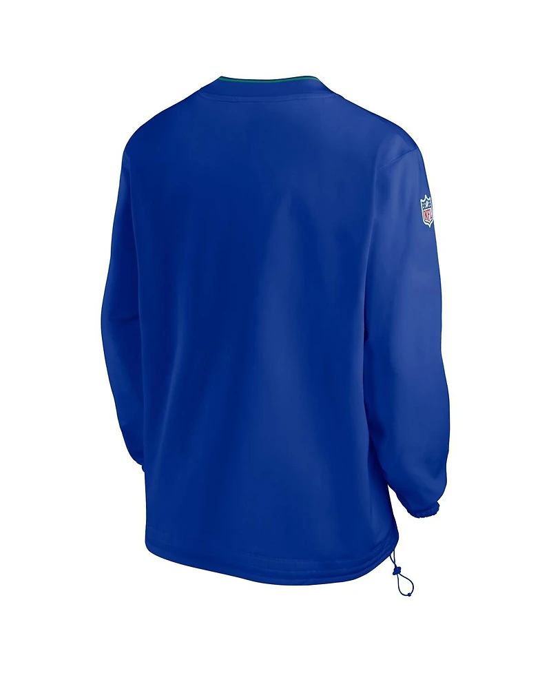 Nike Men's Royal Seattle Seahawks 2024 Sideline Throwback Logo Long-Sleeve V-Neck Windshirt