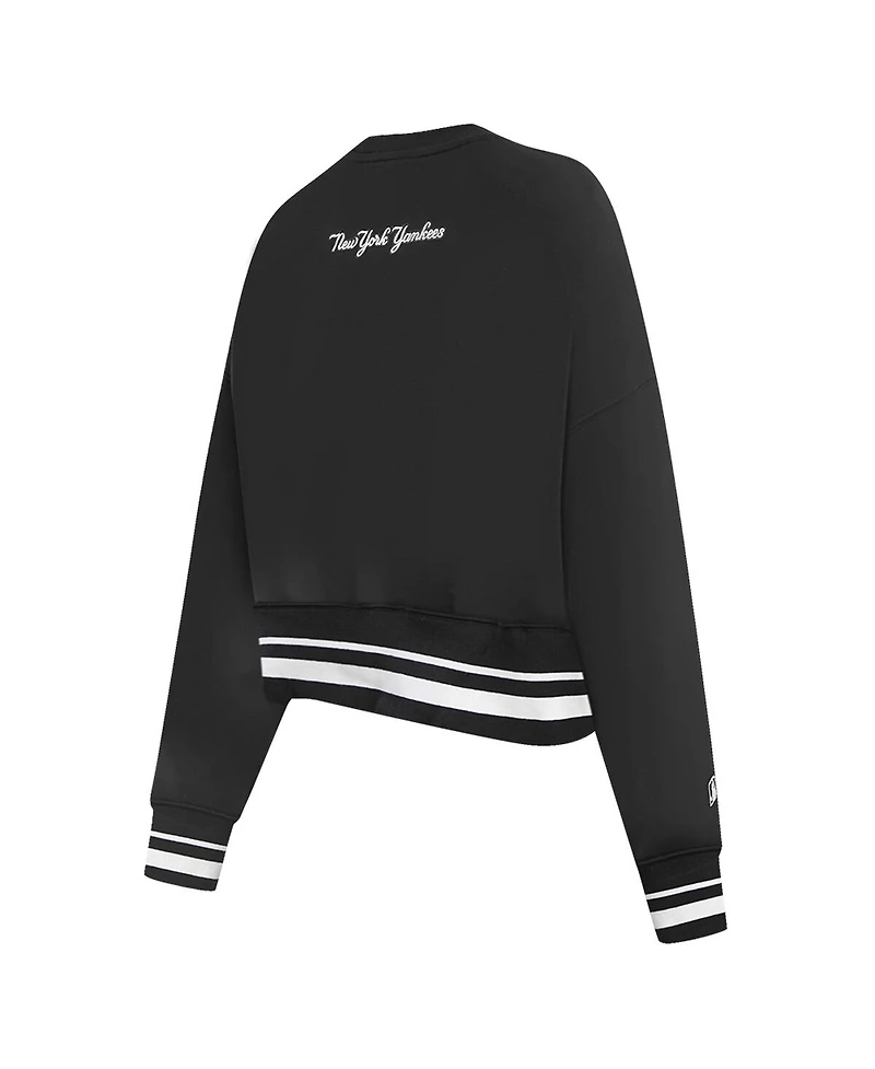Pro Standard Women's Black New York Yankees Cultivated Pearl Cropped Pullover Sweatshirt