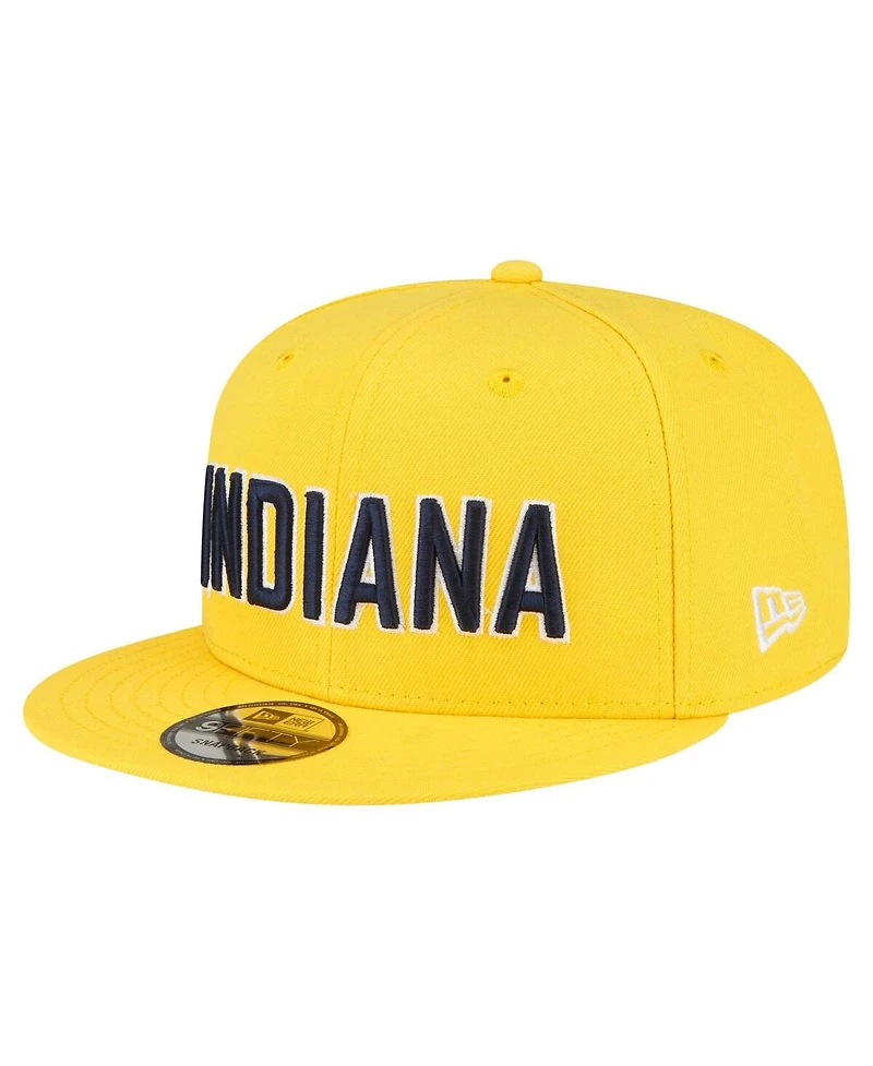New Era Men's Gold Indiana Pacers Jersey Hook Statement Edition 9FIFTY Snapback Hat