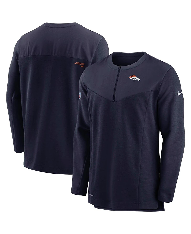 Nike Men's Navy Denver Broncos Sideline Half-Zip Uv Performance Jacket