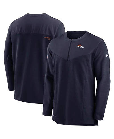Nike Men's Navy Denver Broncos Sideline Half-Zip Uv Performance Jacket