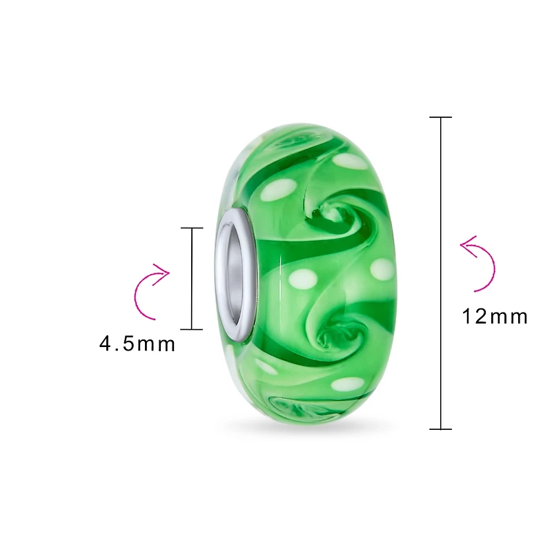Bling Jewelry Murano Glass Charm Bead Green Red Blue Aqua Wave Swirl Spacer Bracelet