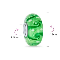 Bling Jewelry Murano Glass Charm Bead Green Red Blue Aqua Wave Swirl Spacer Bracelet