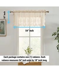 Hlc.me Jolene Floral Rod Pocket Lace Semi Sheer Voile Short Valance for Small Windows, Kitchen & Bathroom