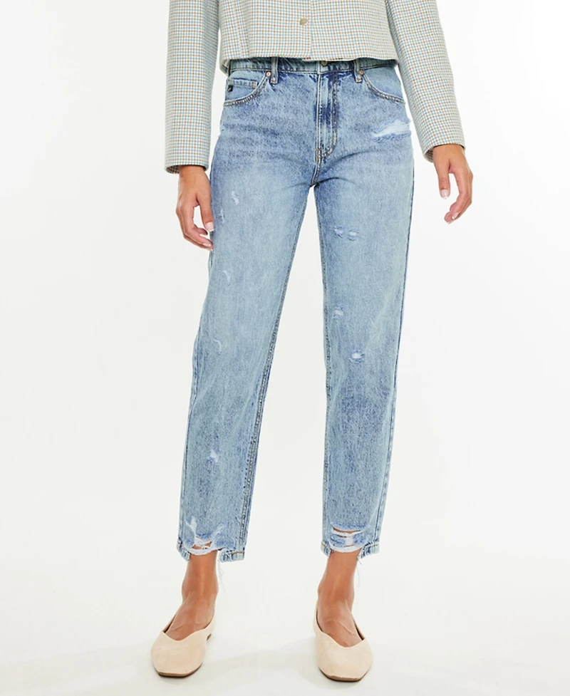 Kancan Women's Ankle Mom High Rise Jeans