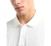 A|X Armani Exchange Men's Classic Fit Short Sleeve Allover Label Polo Shirt