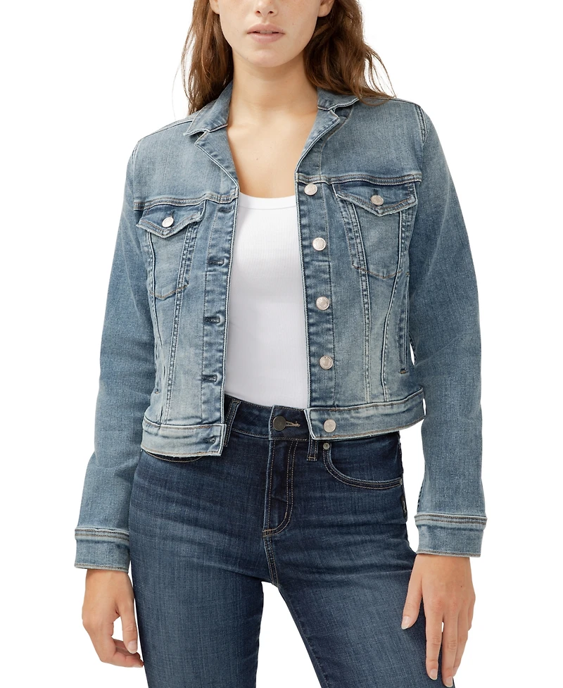 Silver Jeans Co. Women's Notched Crop Jean Jacket