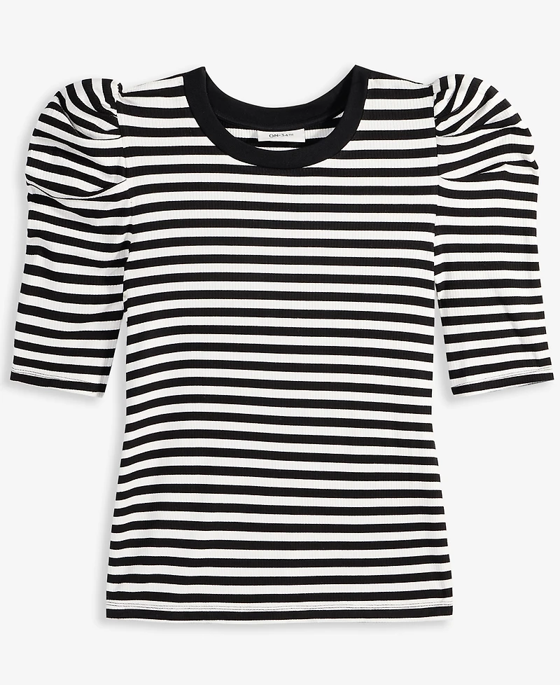 On 34th Women's Knit Stripe Volume-Sleeve Top, Exclusively at Macy's
