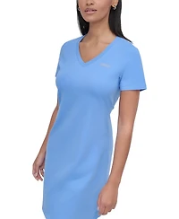 Dkny Sport Women's Studded-Logo V-Neck T-Shirt Dress