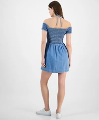 Tommy Jeans Women's Cotton Smocked-Bodice Fit & Flare Dress