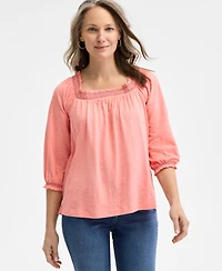 Style & Co Women's Smocked Square-Neck Top, Exclusively at Macy's