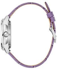 Bulova Women's Automatic Purple Leather Strap Watch 34.5mm