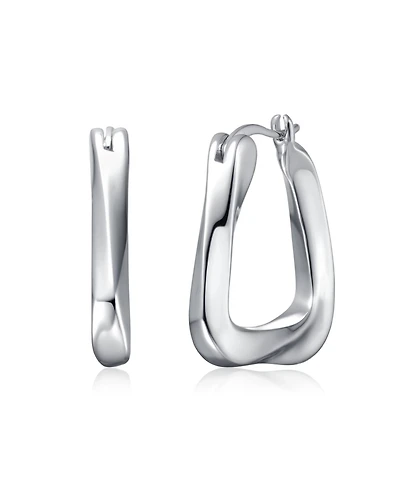 Wavy Twisted Hoop Earrings in White Gold Plated or 14K Gold Plated