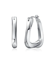 Wavy Twisted Hoop Earrings in White Gold Plated or 14K Gold Plated