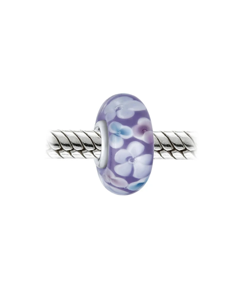 Bling Jewelry Floral Design Murano Glass Spacer Charm Bead with Sterling Silver Core