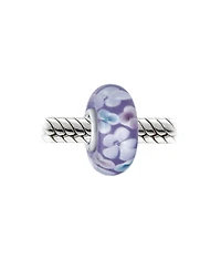 Bling Jewelry Floral Design Murano Glass Spacer Charm Bead with Sterling Silver Core