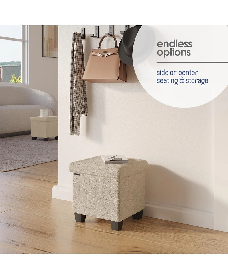 Rectangular Boucle Ottoman Storage Bench – Modern Foot Stool