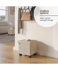 Rectangular Boucle Ottoman Storage Bench – Modern Foot Stool