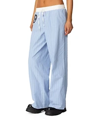 Edikted Womens Erez Contrast Waist Striped Pants