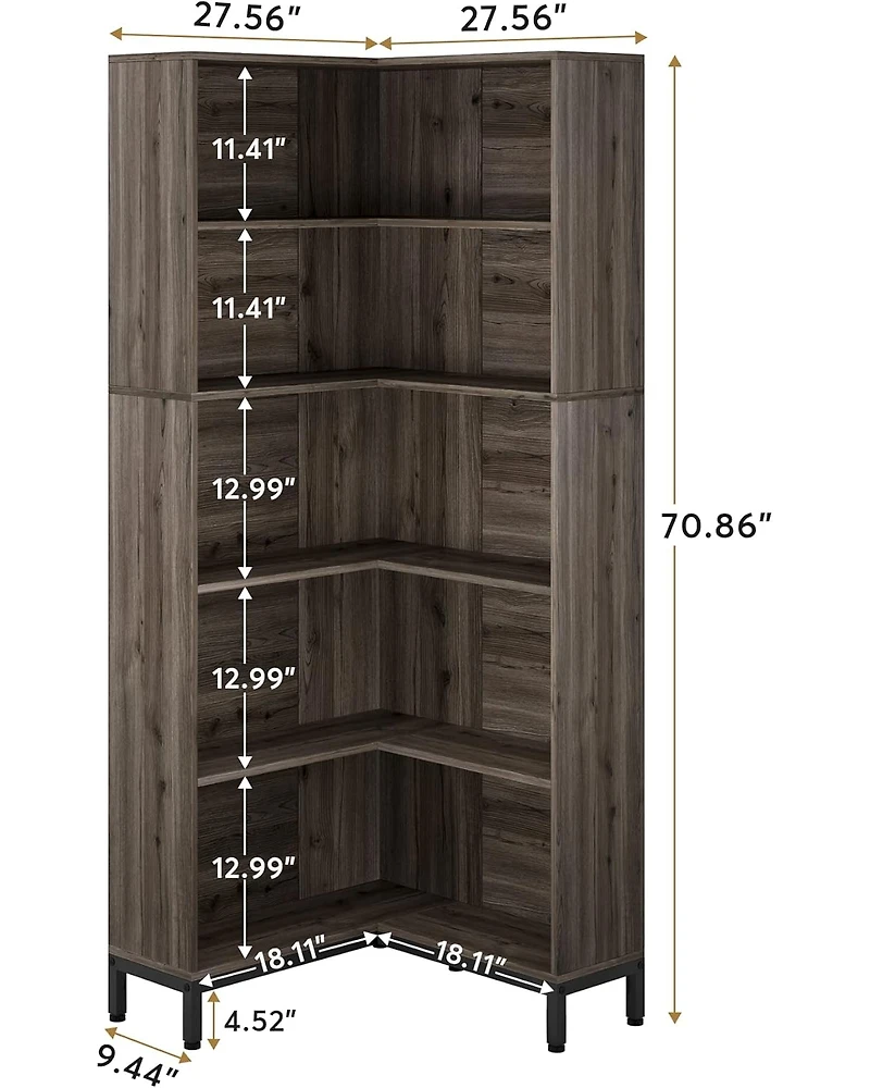 Tribesigns Horizontal Bookcase, Industrial 6 Cubes Storage Organizer Long Bookshelf, Rustic Wood Low Bookshelf Wide Cubby Bookcase for Home Office, Li