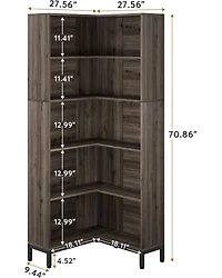 Tribesigns Horizontal Bookcase, Industrial 6 Cubes Storage Organizer Long Bookshelf, Rustic Wood Low Bookshelf Wide Cubby Bookcase for Home Office, Li