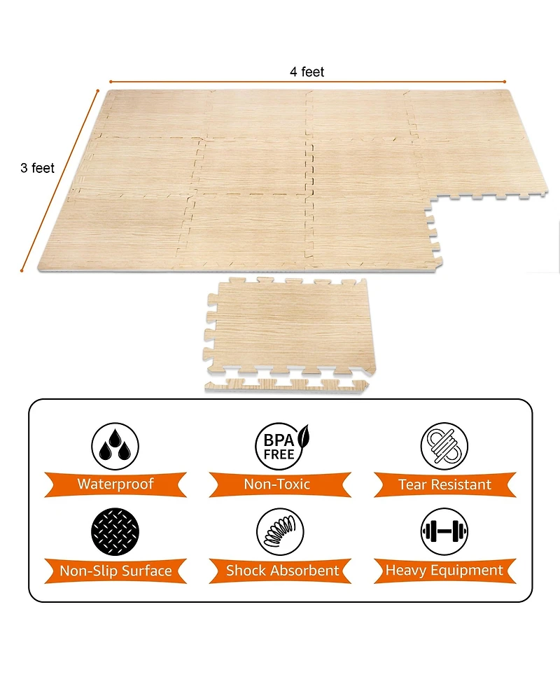 Sorbus Thick 3/8-inch Wood Grain Floor Foam Tile Mats (16 Tiles,16 Sq ft