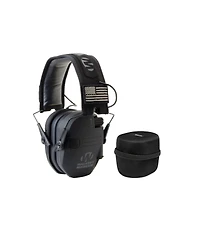 Walkers Game Ear Razor Muffs (Black Patriot Version) with Protective Case