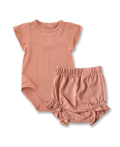 Earth Baby Outfitters Baby Girls 2-Piece Bodysuit and Bloomer Set