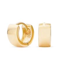 Bling Jewelry Simple Basic Wide Huggie Hoop Earrings Rose Gold Plated .925 Sterling Silver Polished Flat Hinge