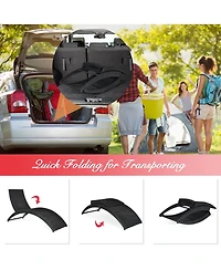 2PCS Folding Patio Rattan Lounge Chair Chaise Cushioned Portable Garden Lawn