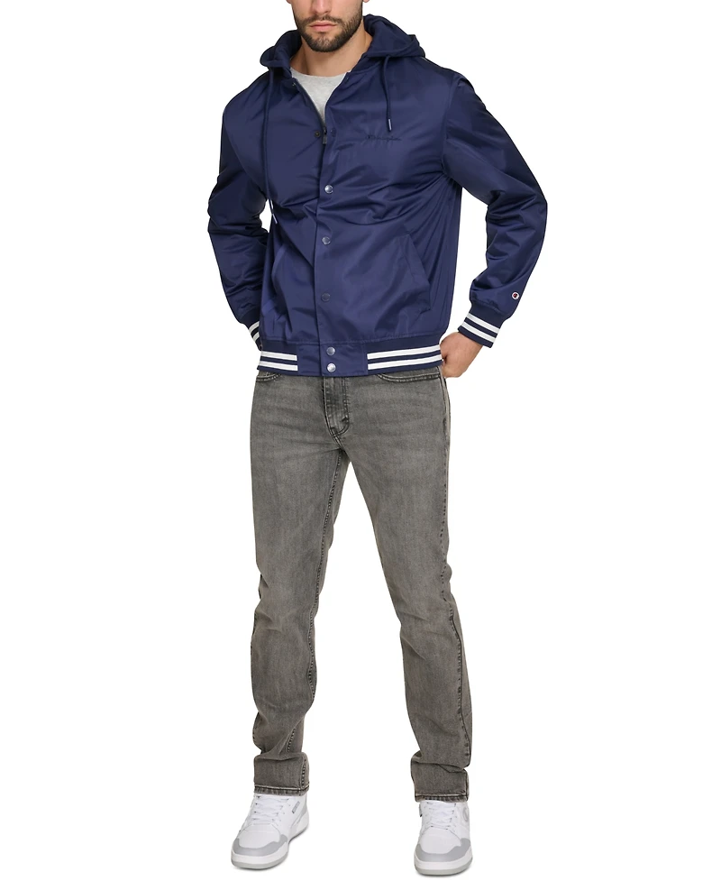 Champion Men's Jersey Hood Varsity Bomber Jacket