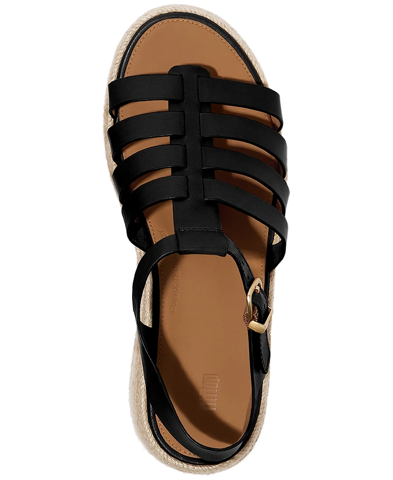 FitFlop Women's Platform Espadrille Leather Wedge Sandals