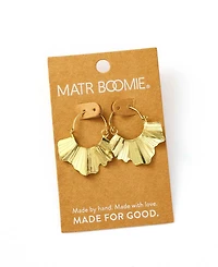Matr Boomie Gold Tone Sayuri Ginkgo Leaf Hoop Earrings