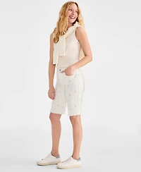 Style & Co Petite Raw-Edge Denim Bermuda Shorts, Created for Macy's