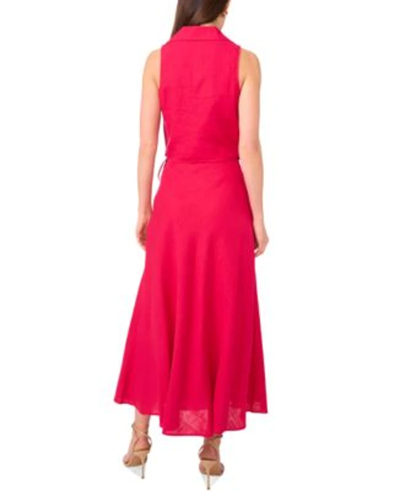 1.State Womens Collared Crossover Cropped Top A Line Maxi Skirt