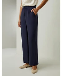 Lilysilk Women's Silk Wide Leg Tailored Pant with Mid Rise