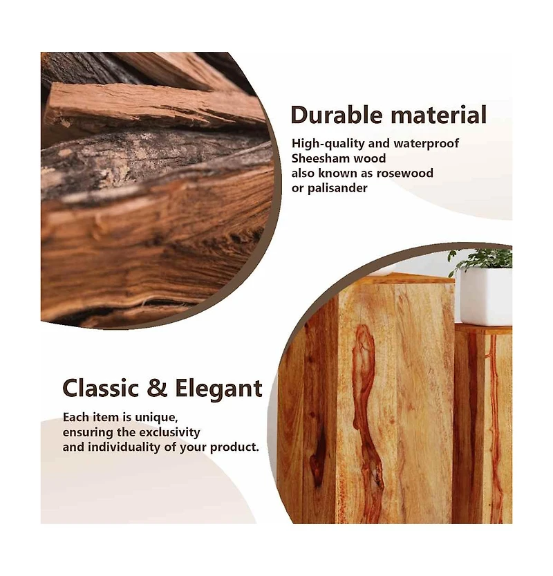 3 Piece Plant Stands Solid Wood Brown